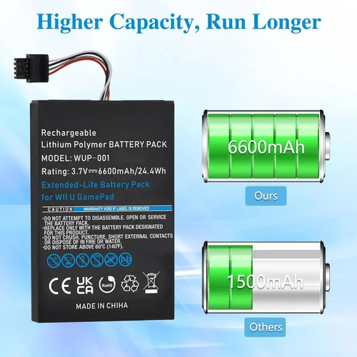 Imagen 2 del producto Pickle Power 6600mAh Wii U Gamepad Reemplazo de batería para Nintendo Wii U Gamepad WUP-010 WUP-012