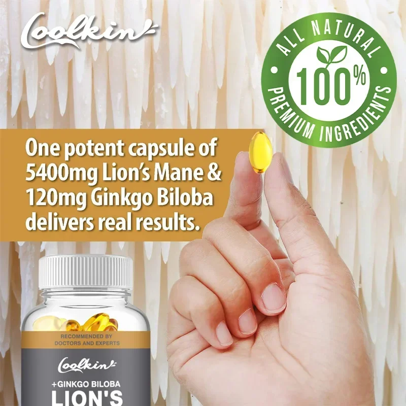 Lion\'s Mane Mushroom Capsules - Enhance The Immune System, Improve Memory, Protect Brain Nerves, Relieve Stress