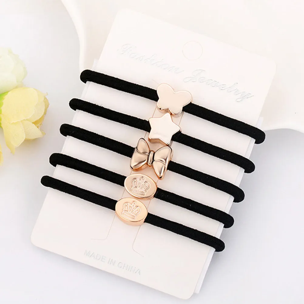 

5Pcs Seamless Elastic Hair Ties for Women Girls Ponytail Holders Daily Wear Party Hair Accessories Stylish Gift Option