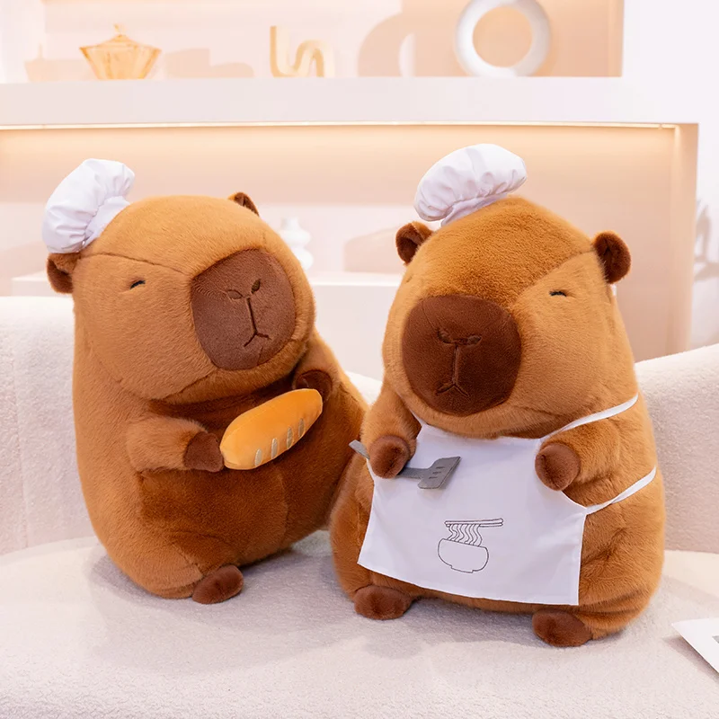 

28-50cm Super Cute Chef Capybara Plush Toys Kawaii Stuffed Animal Capibala Doll Cosplay Chef With Bread Sofa Pillow for Kid Gift