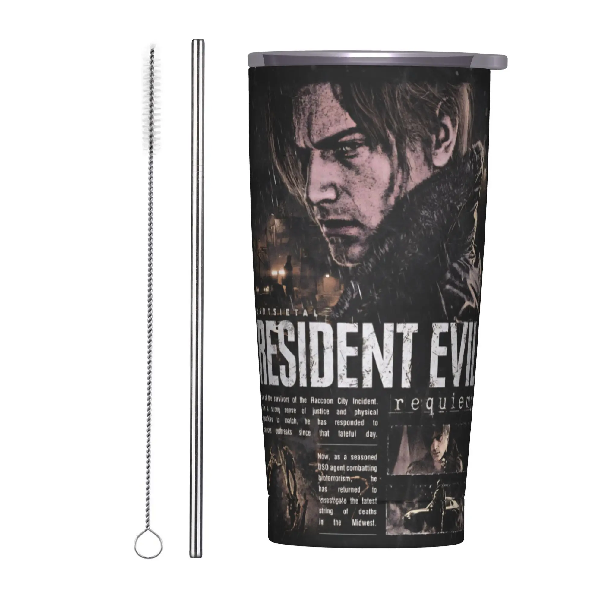 Residents Evils 9  Insulated Tumbler with Straws Lid Games Vacuum Coffee Mugs Double Wall Car Bottle Cup 20oz