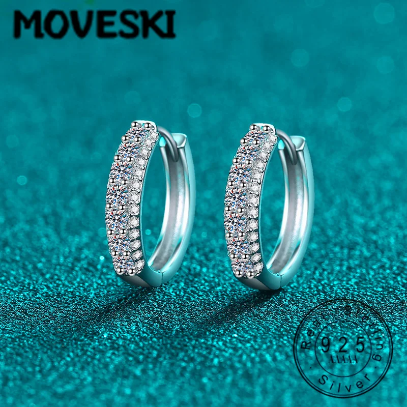 

MOVESKI 925 Sterling Silver Moissanite Hoop Earrings for Women Minimalist Daily Wear Jewelry Gift for Her
