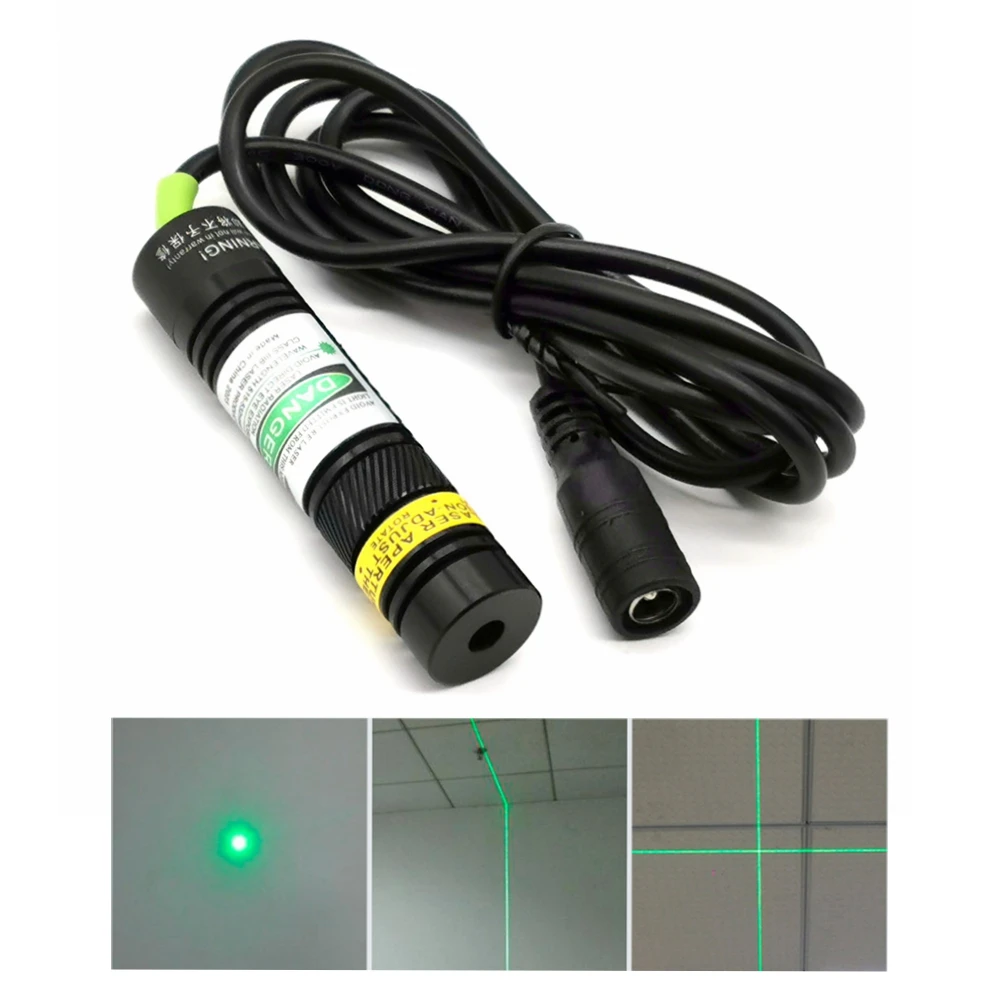 Adjustable 515nm Green Laser Diode Module 10mw 30mw 12V Power Adapter 16*68mm