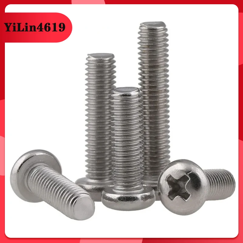 316 stainless steel round head screw gb818 half round head / pan head cross slot machine tooth screw M4 M5 M6 M8 10PCS