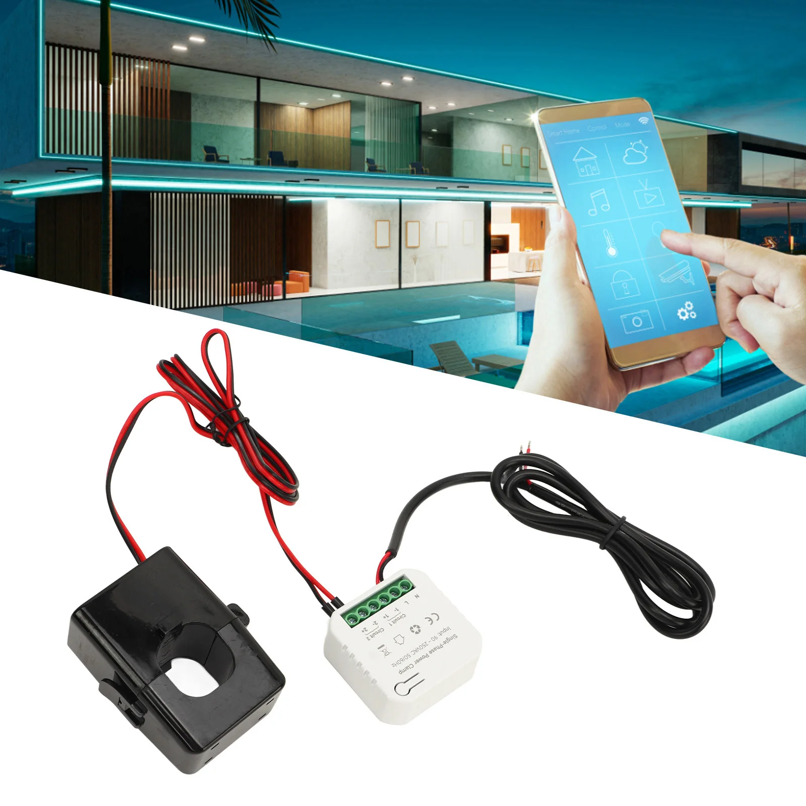 WIFI Smart Energy Meter APP Real Time Power Consumption Monitor with 200A CT Clamp AC90‑250V WIFI Smart Energy Meter