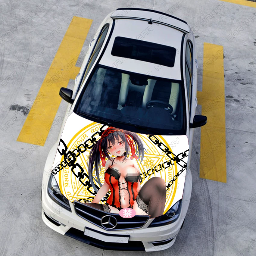 

Car Styling Anime Itasha Hood Color Change Film Vinyl Wrap Stickers Nightmare Tokisaki Kurumi Auto Protective Sticker Decals