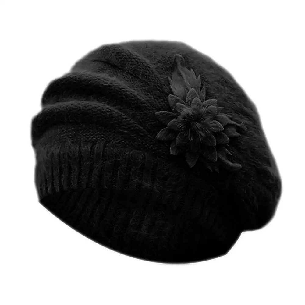 Winter Women\'s Beret Hat - Korean Fashion Thick Rabbit Hair Knit Beret for Young Women, Warm and Stylish Woolen Hat