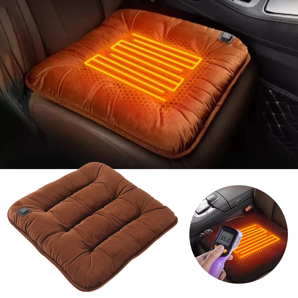 

Universal Car Heated Seat Cushion Graphene Winter Plush Seat Cushion 12V Car USB Electric Heating Single-chip Pad Accessories