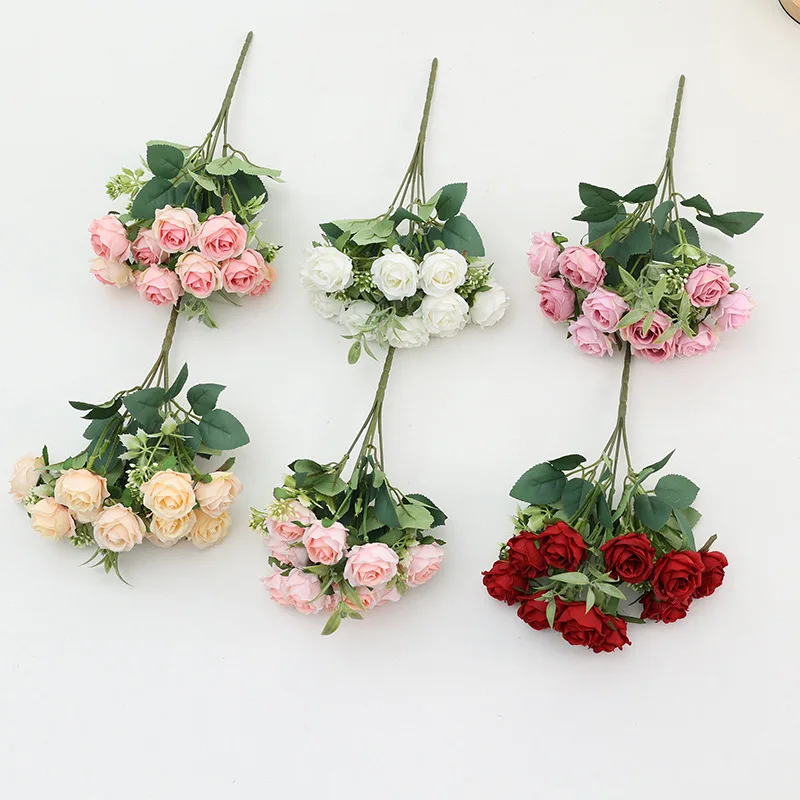 27CM Artificial 10 Head Austin Rose Wedding Set Decoration Multi Head Silk Cloth Rose Silk Cloth Bouquet Photography Prop