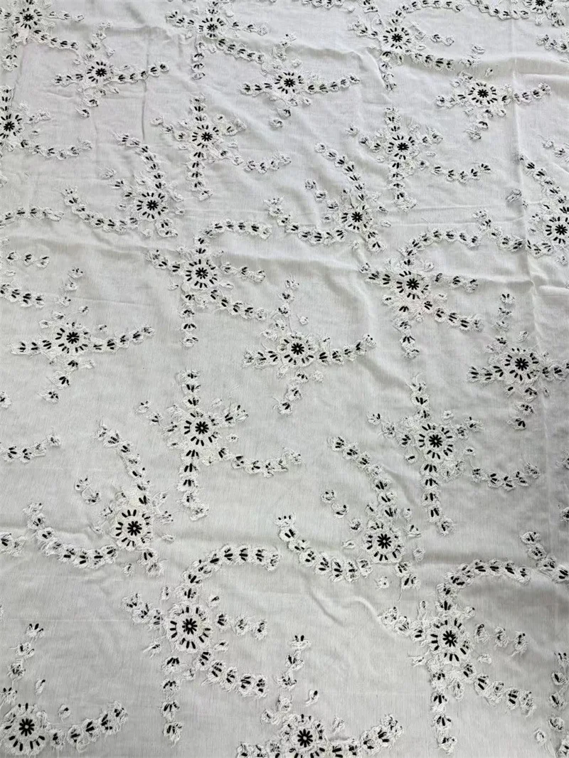 3D embroidered cotton-linen fabric,for fashion designers,dresses,shirts,women's clothing,and DIY sewing projects view 4