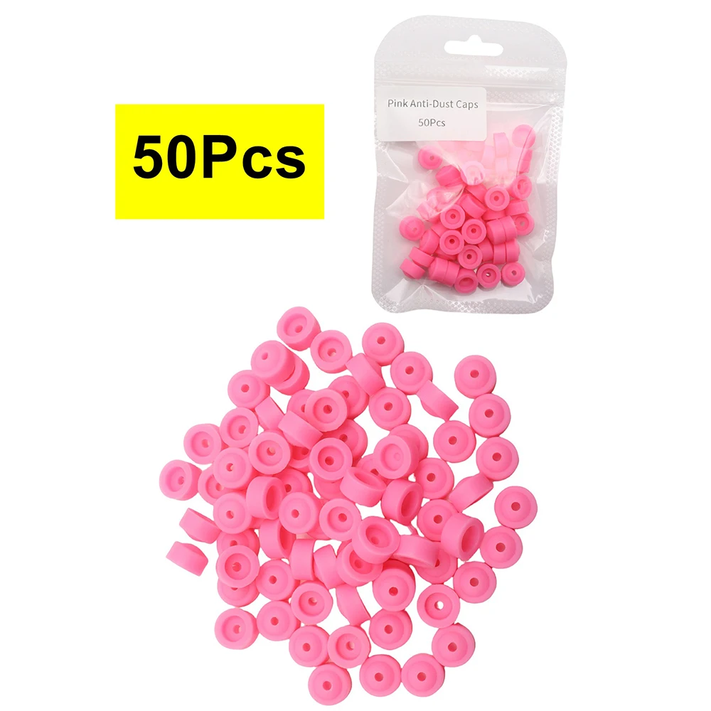 10/20/50/100/400 Stuks Roze Siliconen Stofdichte Protector Caps voor 2/32 "Nail Boren-of E-bestand Siliconen Stofstopper Roze Nagel