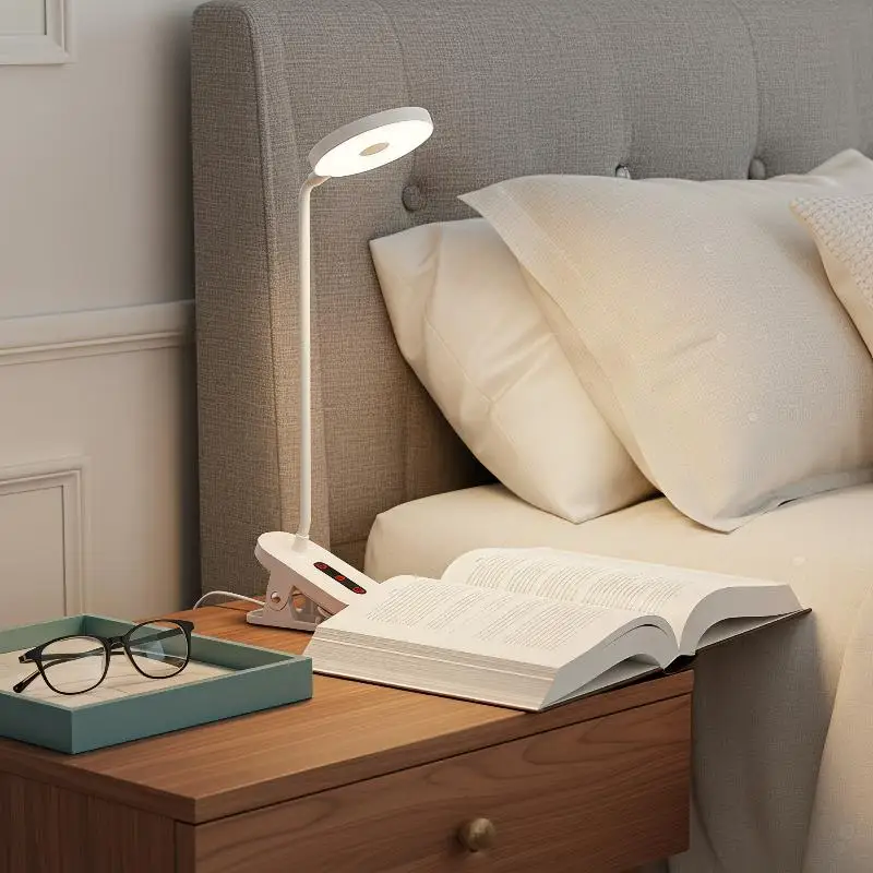 Rechargeable Clip On LED Desk Lamp Flexible Gooseneck Eye Caring Flicker Free For Study Home Office Dorm Reading Work