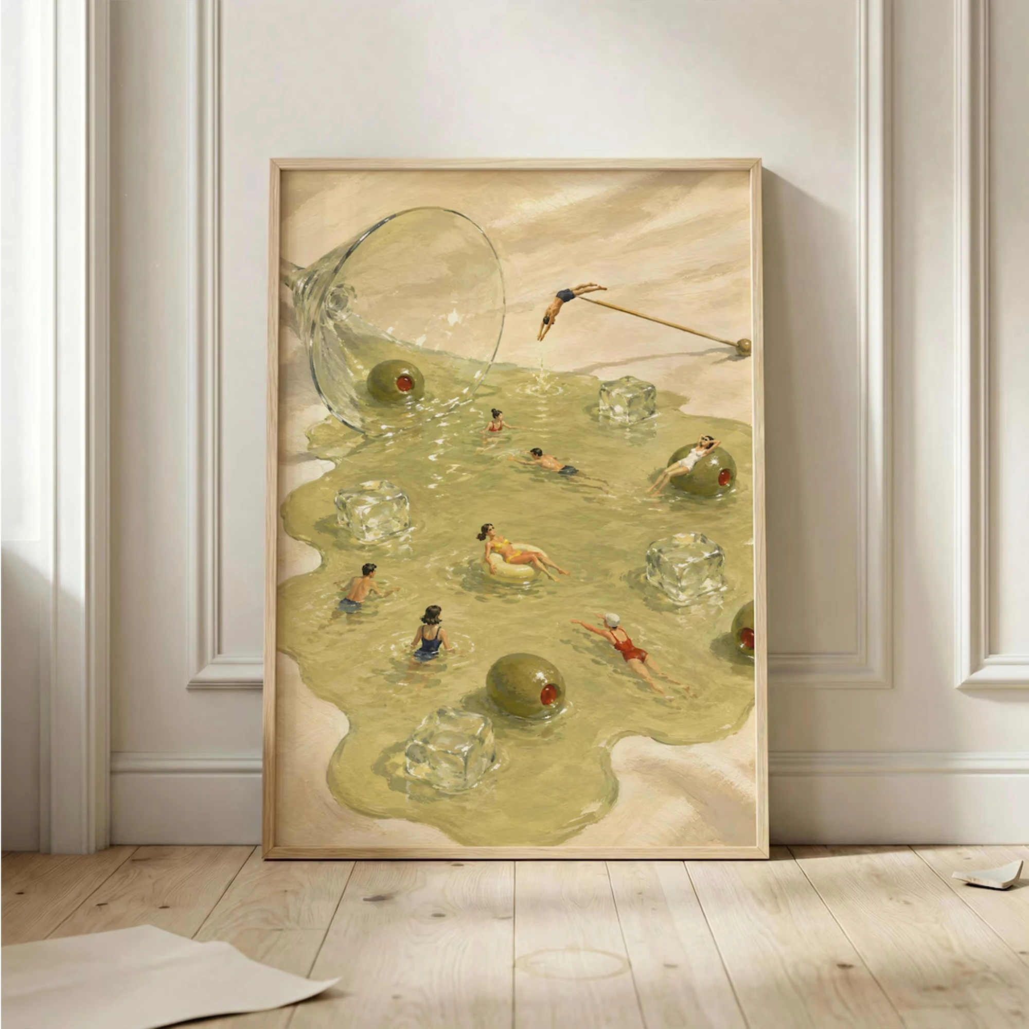Modern Whimsical Surreal Spilled Drink Wall Art Print Canvas Painting Poster Picture For Kitchen,Living Room Home Decor