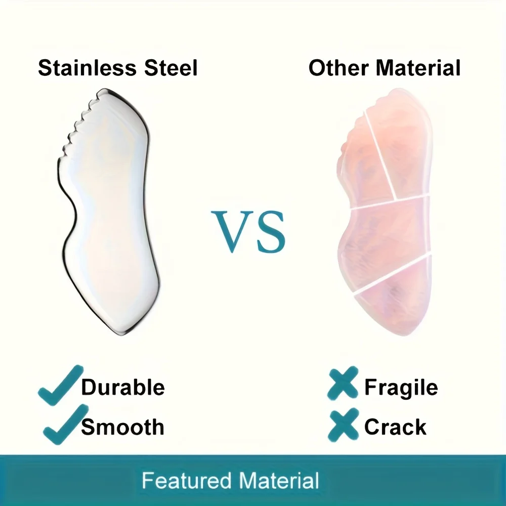 

Stainless Steel Facial Scraping Tool - Ergonomic Metal Scraper for Light Coffee Color Care, Used for Body and Eye Massage Gifts