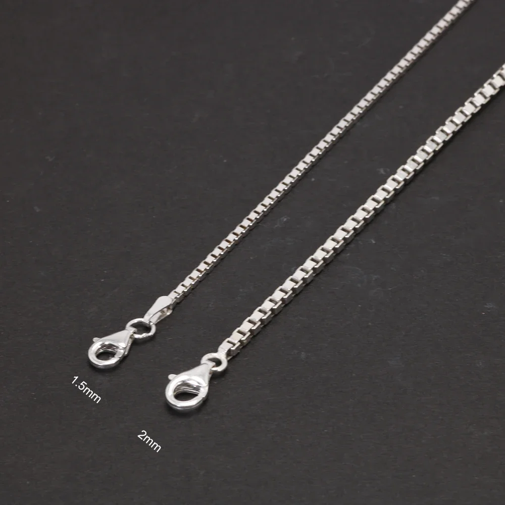 925 Sterling Silver 2mm Necklace Box Chain All Matching Pendant Accessories Men's and Women's Fine Jewelry