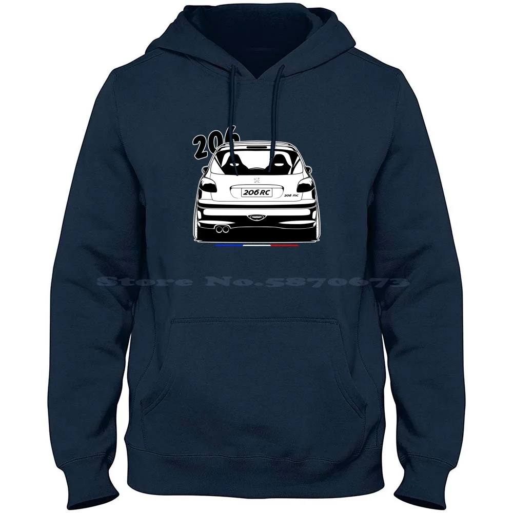 206 Rc Back 100% Cotton Hoodie Carlover 206 Gti Rc Vehicle Voiture Sport 2021 New Sketching Black Line Low And Slow Shot