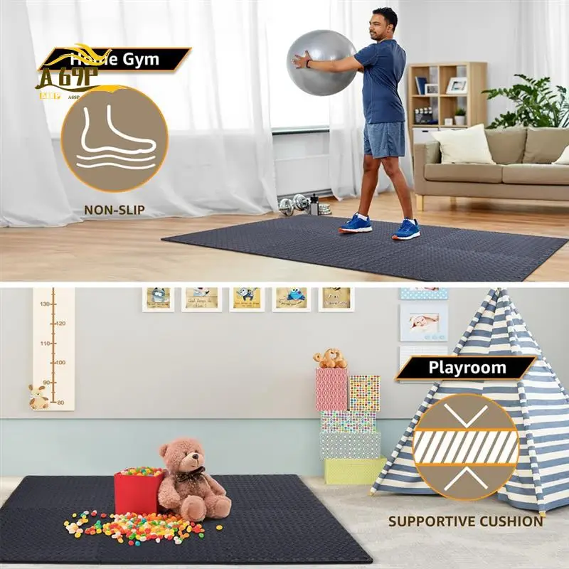 

A69P-12 Pack Floor Exercise Mat For Home Gym Or Floor Padding For Yoga, Weights Gym Equipment