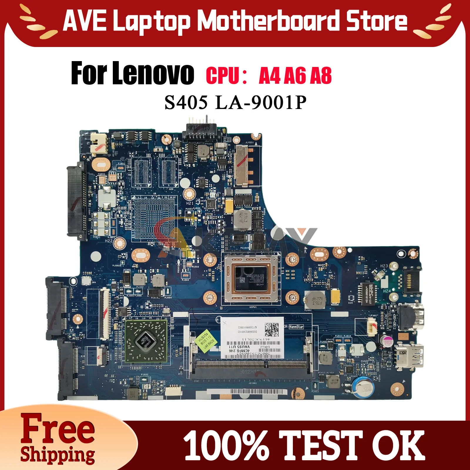 LA-9001P For Lenovo Ideapad S400 S405 Laptop Motherboard with A6-4455M CPU 100% Fully Tested
