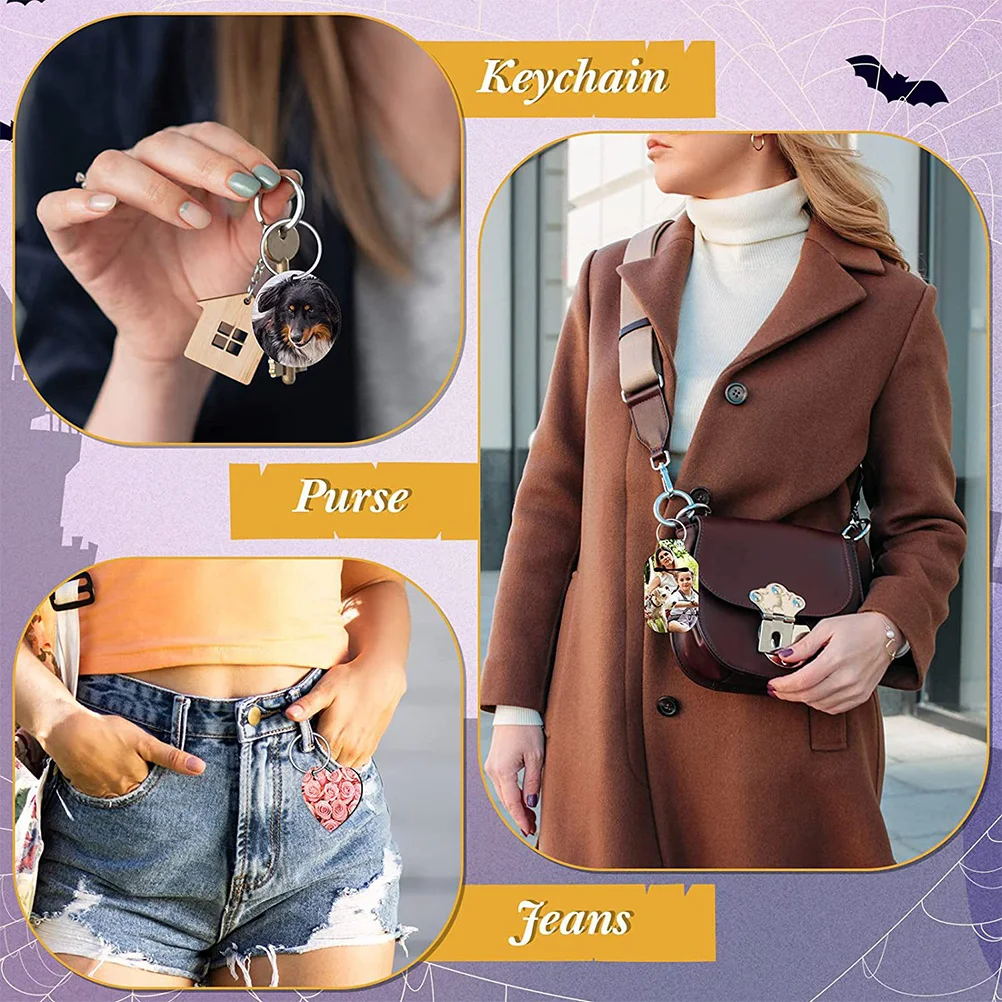 

1Set DIY Craft Blank Keychain Double Sided Bag Accessory Handmade Supply for Unique Gifts DIY Keychain