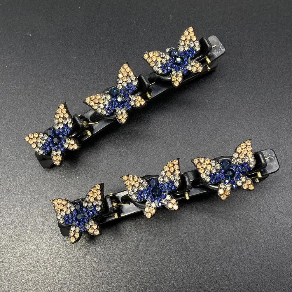 Rhinestone Hair Clips Rhinestone Clips Sparkling Hairpins Double Layer Bang Clips Braided Hair Accessories for Women Set of 2