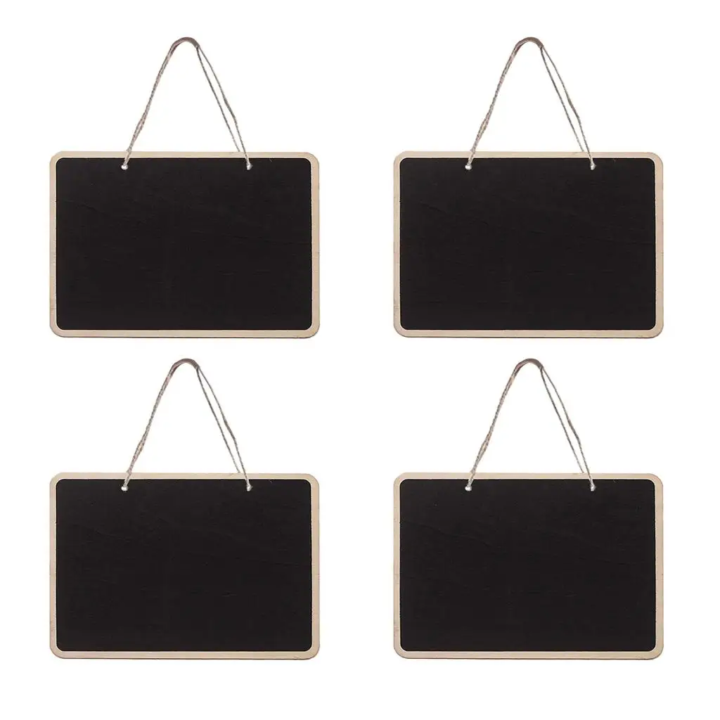 

4pcs Double Sided Slate Wood Chalkboard Hanging Wooden Blackboard