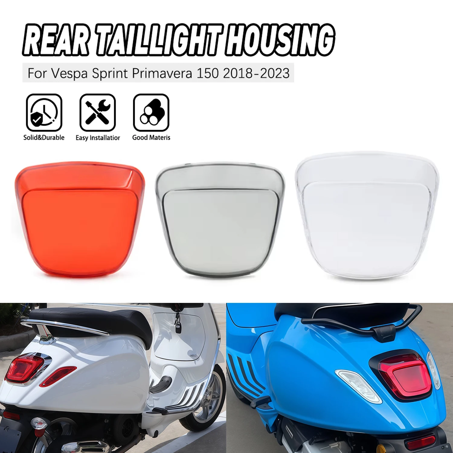 

For Vespa Sprint Primavera 150 Motorcycle Tail light Cover PC Smoke Transparent Guard Upgrade Decoration Accessories