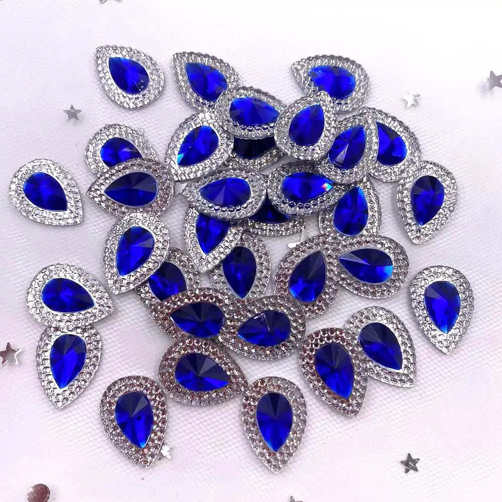 Resin Shiny Double Color Convex Crystal Drop Flatback Rhinestone  Applique DIY Wedding Scrapbook Accessories Ornament Craft