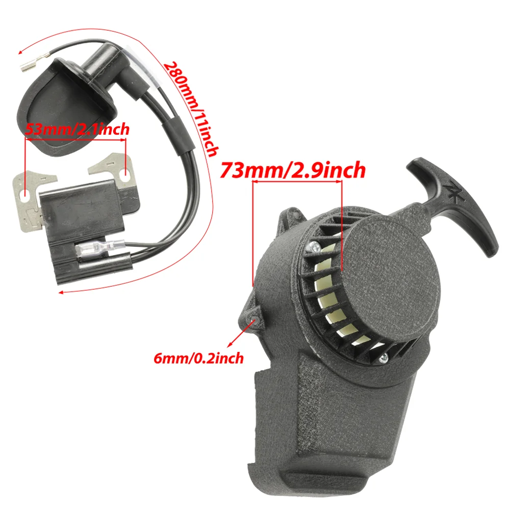 Pull Start Recoil Starter with Flywheel Ignition Coil Set for 2 Stroke Engine 47cc 49cc 50cc SYX Taotao Coolster SSR Chinese ATV view 2