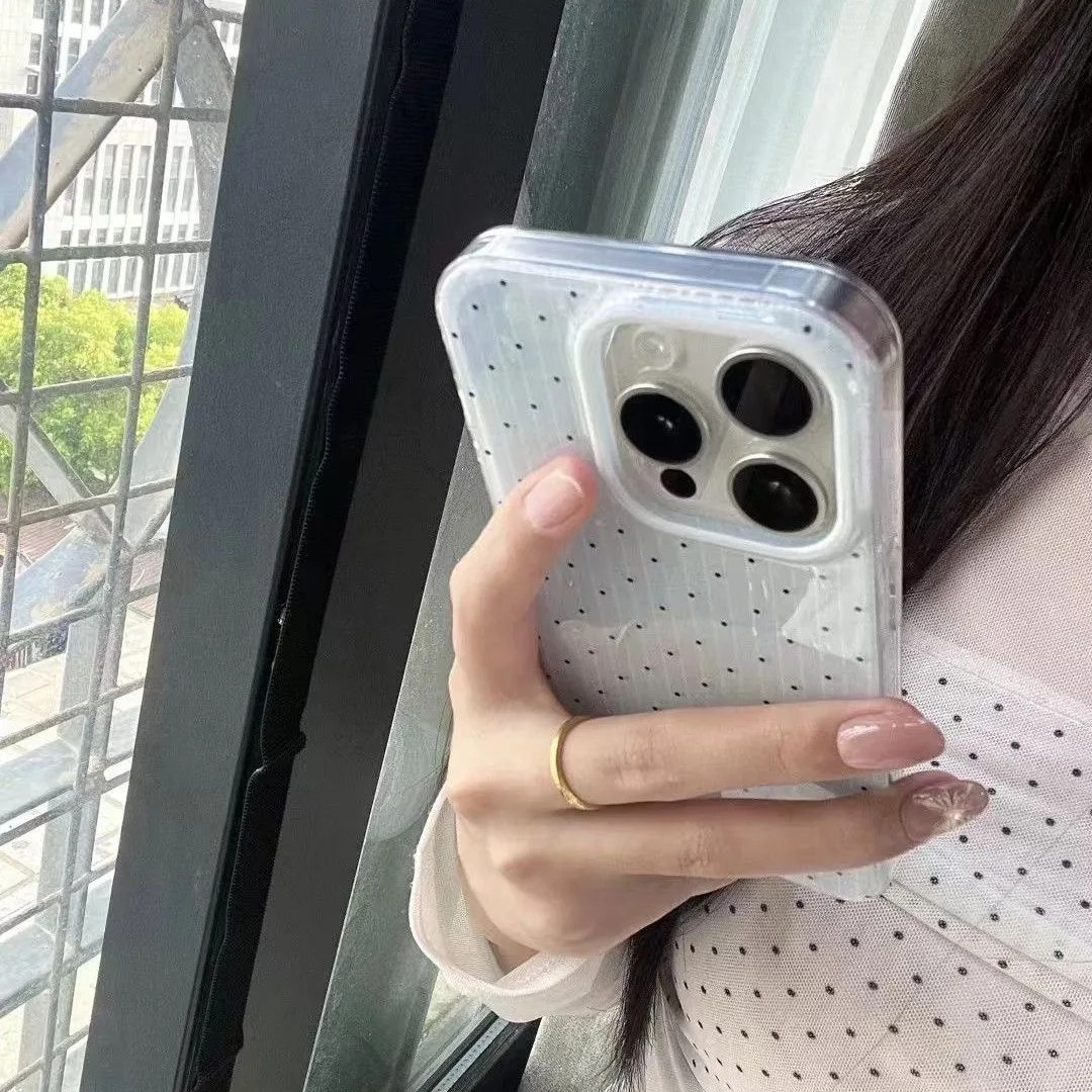 DMAWMJ etui na telefon z prostymi kropkami do iPhone'a 16 Pro Max 15 Plus 14 13 11 silikonowa tylna obudowa do iPhone'a 12 Pro Shield Bumper Shell