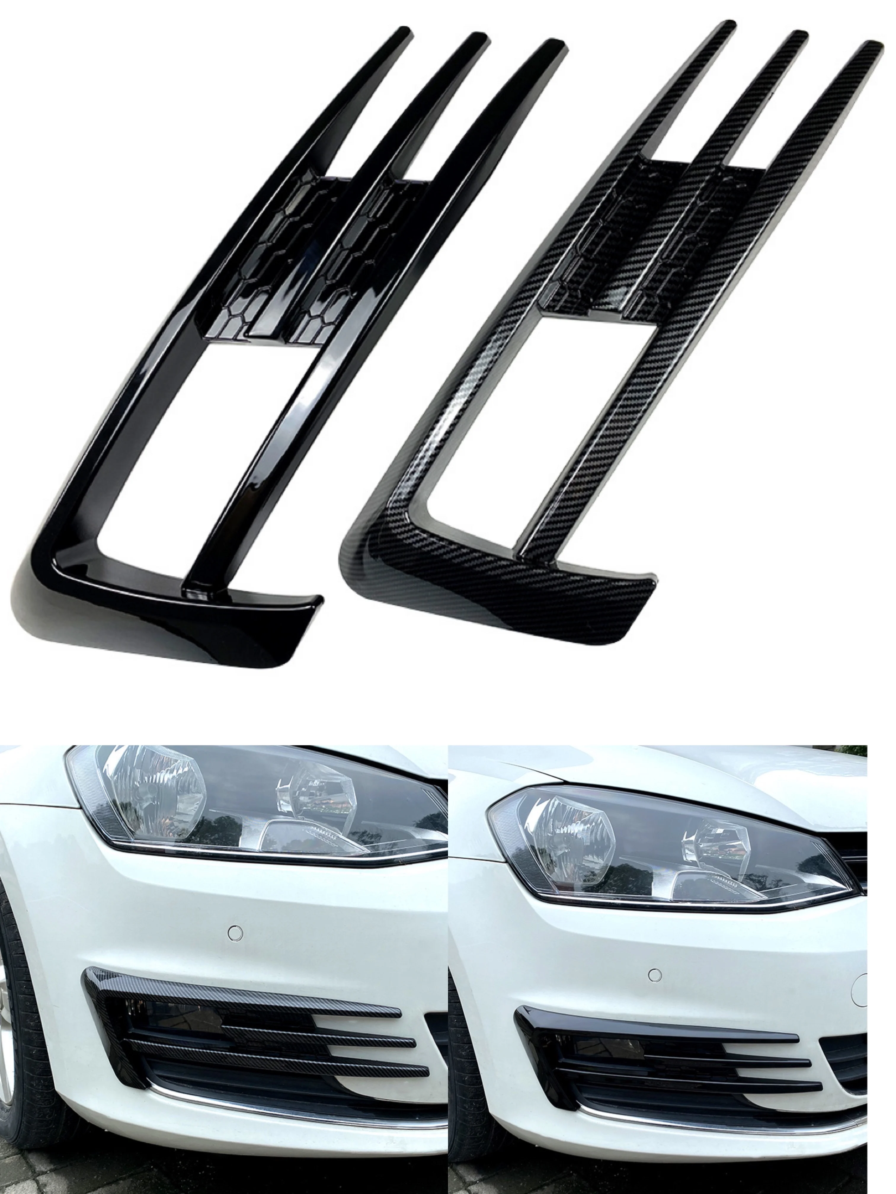 2pcs  Fog Light Lamp Eyebrow Wind Knife Lower Bumper Grill Trims for Volkswagen Golf MK7 For VW Golf 7 2013 2014 2015 2016 -2019