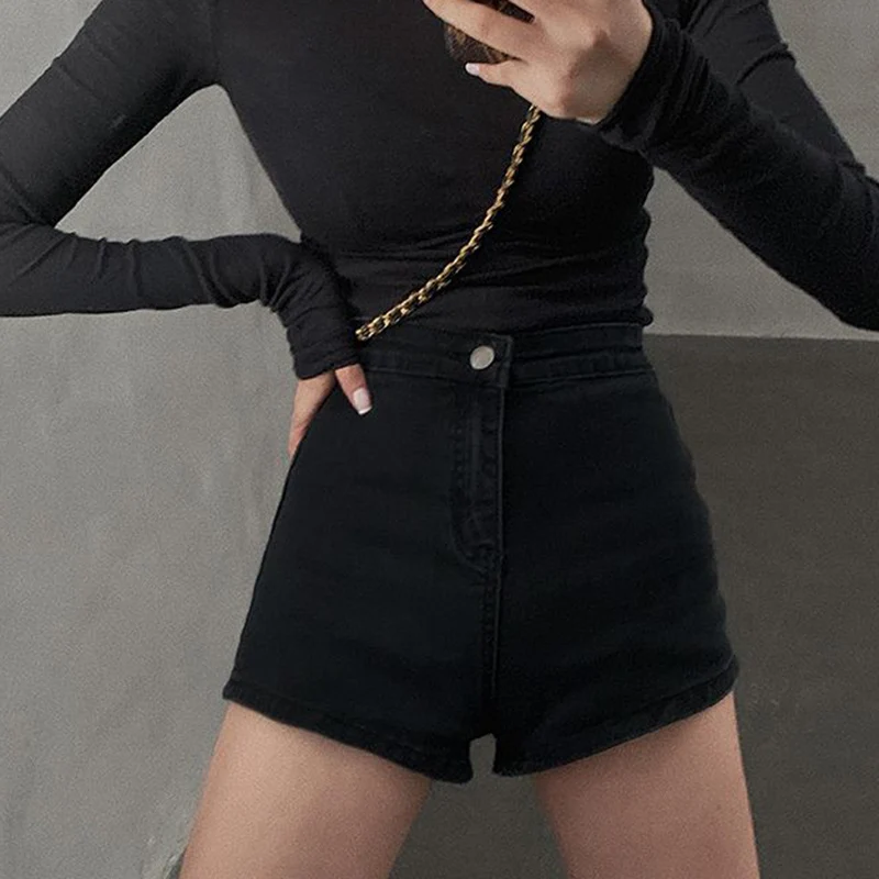 Summer Hot Sale Girls Classic Solid High Waist Jeans Women Fashion Casual Denim Shorts Female Skinny Thin Short Pants