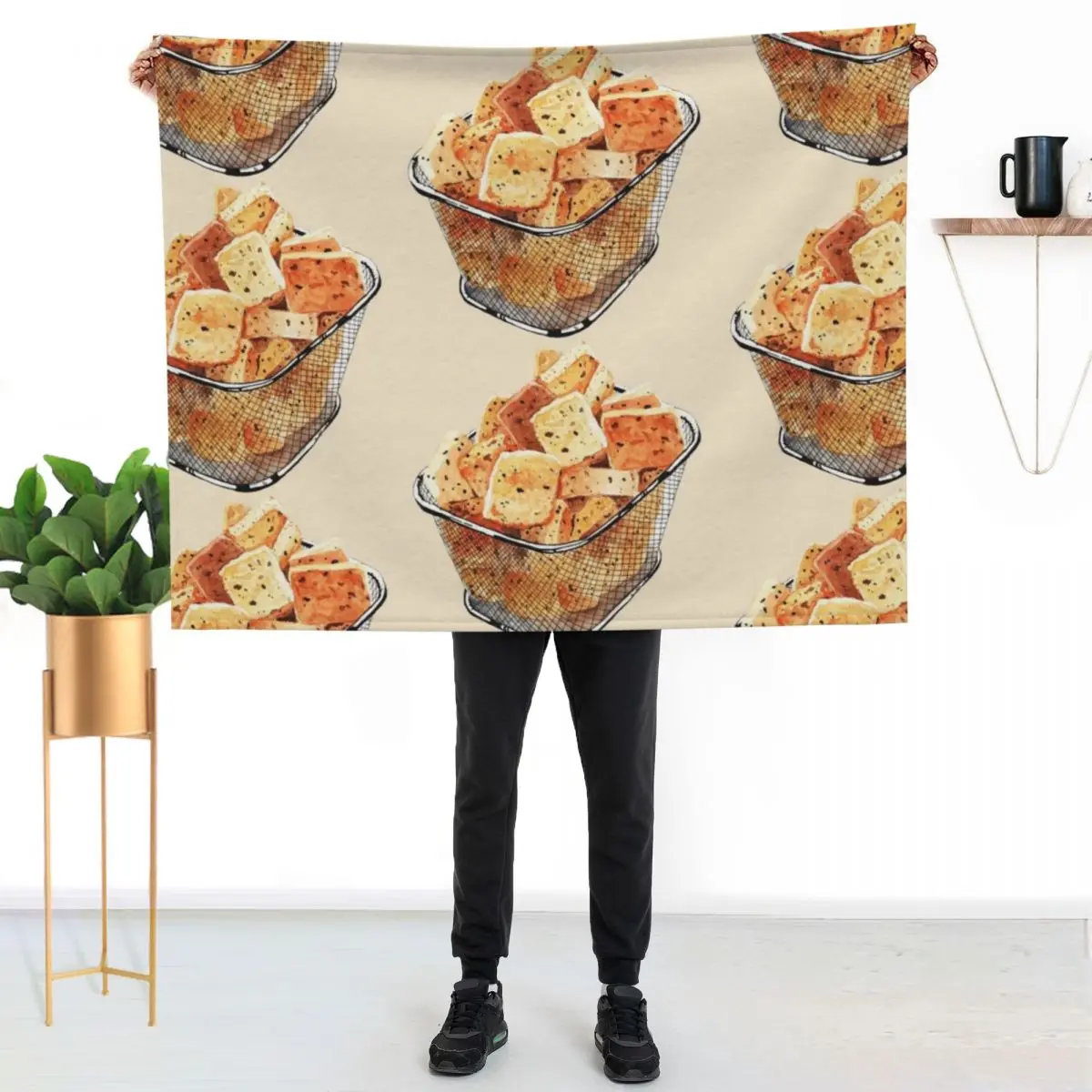 Crunchy Garlic Croutons Throw Blanket Shaggy christmas decoration Custom Soft Plush Plaid Baby For Baby Blankets