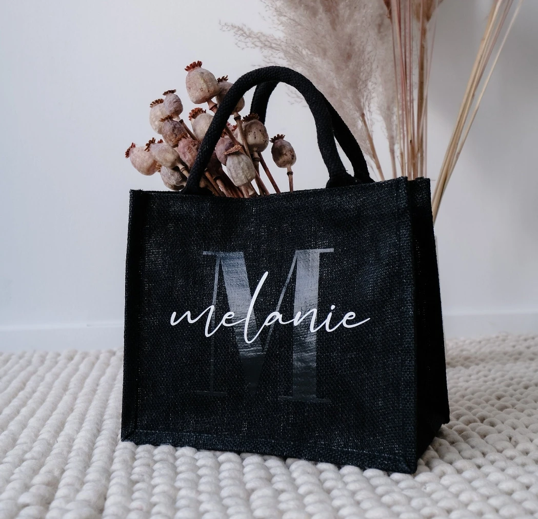 Personalized Jute Bag with Initial and Name | Bachelorette Party | Teacher Farewell Gift Idea | Mother\'s Day Gift | Personalised