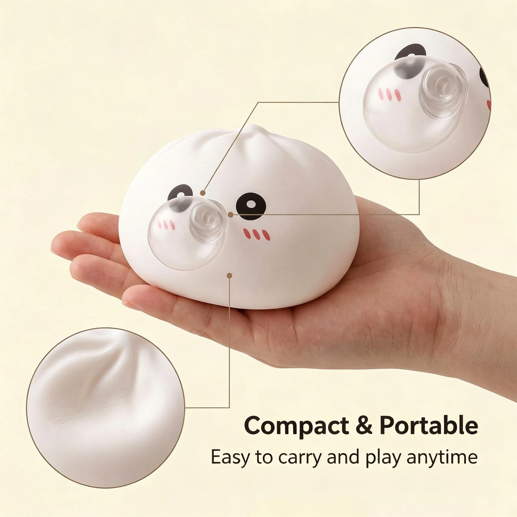 Virales Blasen-Blowing-Dumpling-Squishy-Spielzeug, langsam aufsteigend, Fidget Squeeze, tragbarer Stresskiller, Partygeschenke, niedliche Cartoon-Geschenke – Detail 5