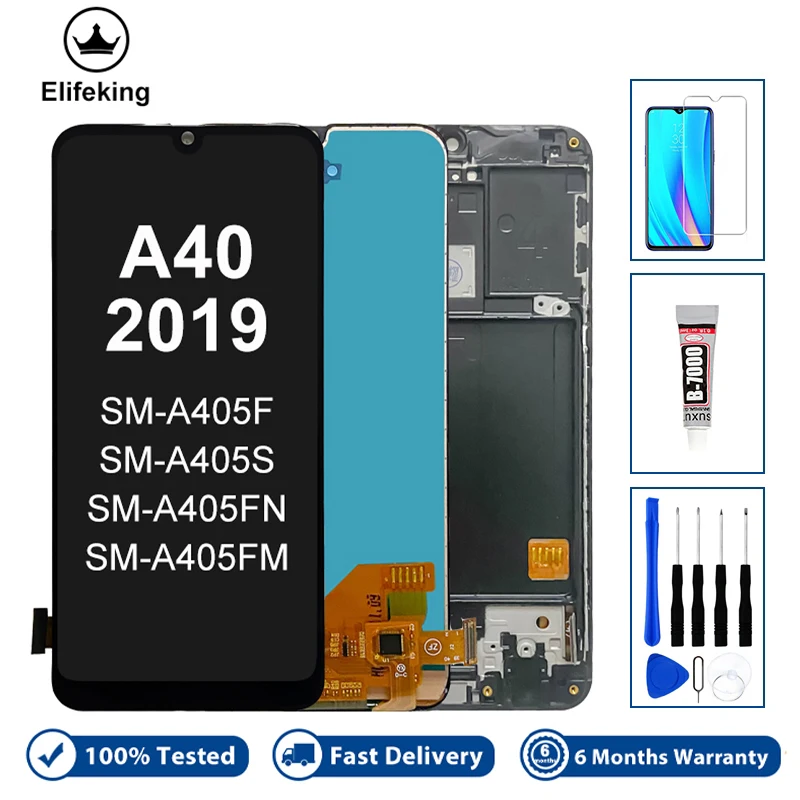 

Оригинальный ЖК-дисплей для Samsung Galaxy A40, сенсорный экран в сборе с рамкой A405F A405S, замена