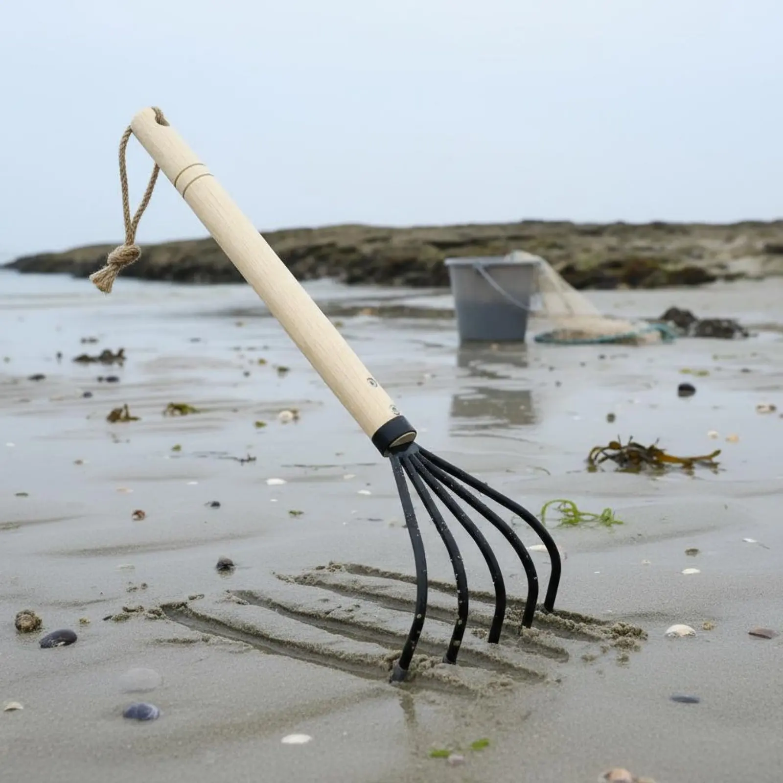 Oyster Digging Rake Portable Beach Clam Rake Beach Claw Tool Heavy Duty Garden Cultivator for Foragers, Seashore, Outdoor