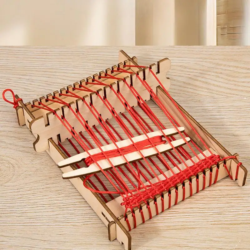 Funny Weaving Kit for Children DIY Traditional Wooden Weaving Craft Yarn Hand Knitting Machine Kids Educational Toy Gifts