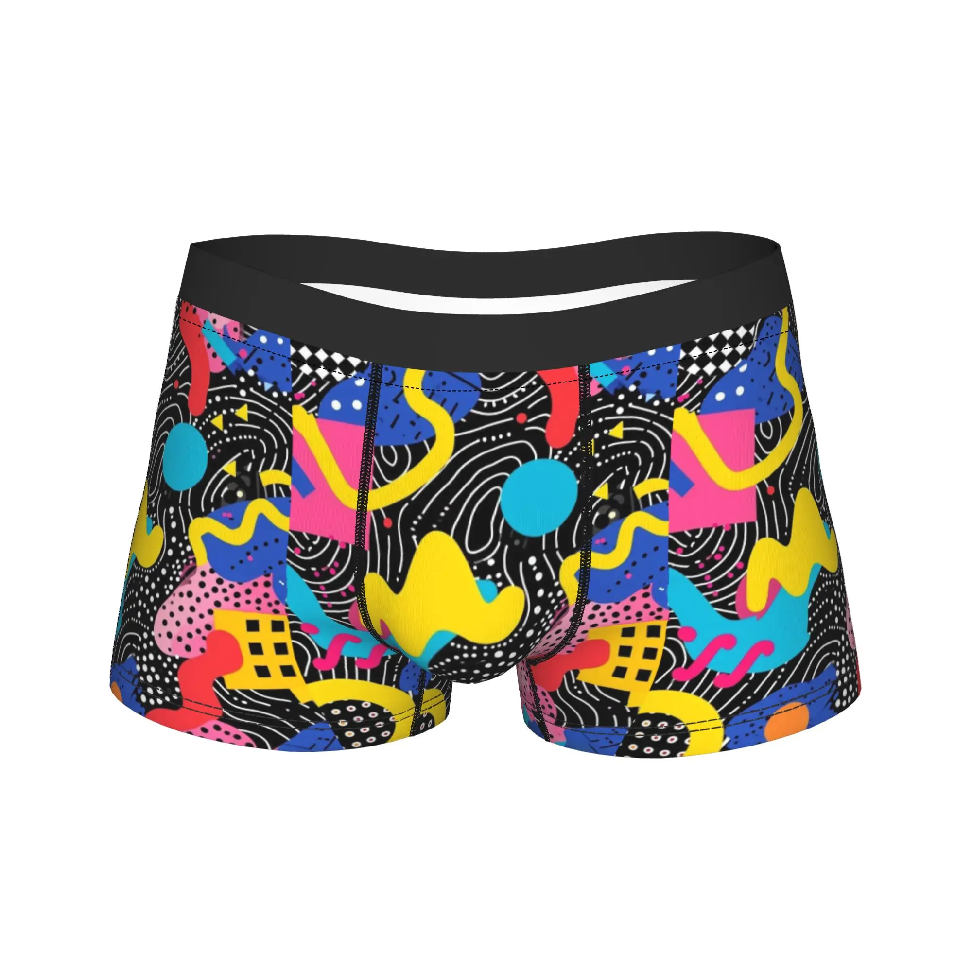 Bold Abstract Shapes Underwear  Men's Shorts Briefs Sexy Soft Boxer Shorts Quality Custom DIY Large Size Panties