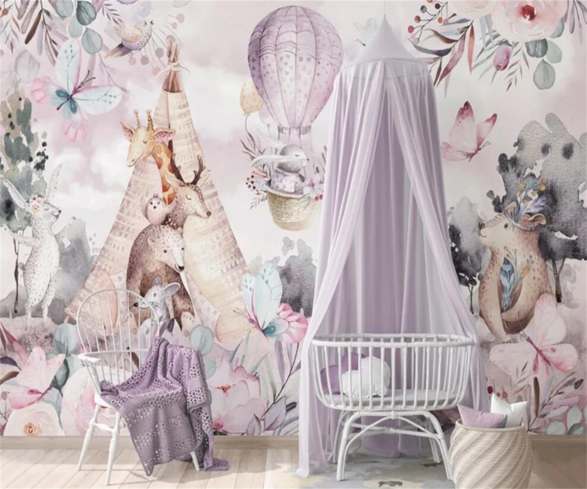 

Beibehang Настроить современный декор спальни и гостиной с новейшими обоями для интерьера с мультяшным оленем.