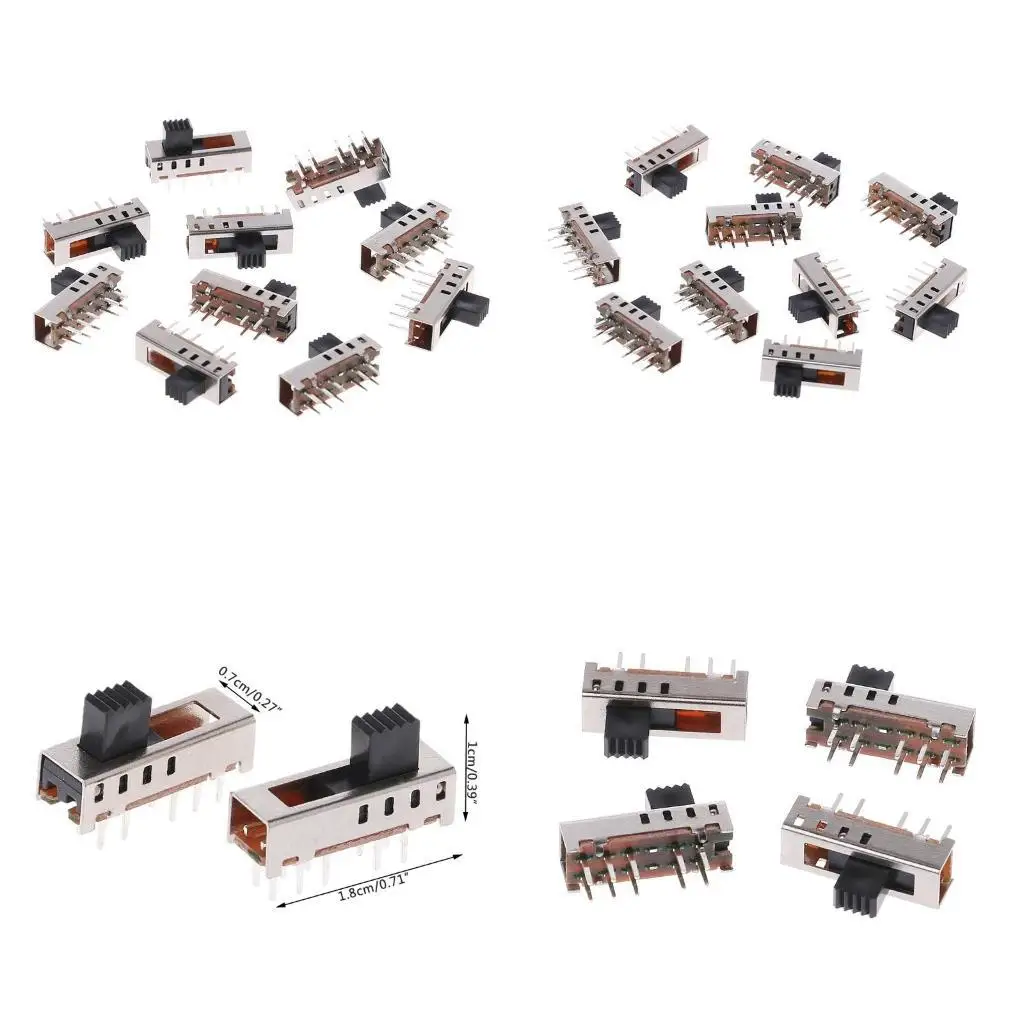 

652F 10Pcs SS24E01-G5 Slide Switches Vertical 0.5A 10 Pin 4 Position Toggle Switch