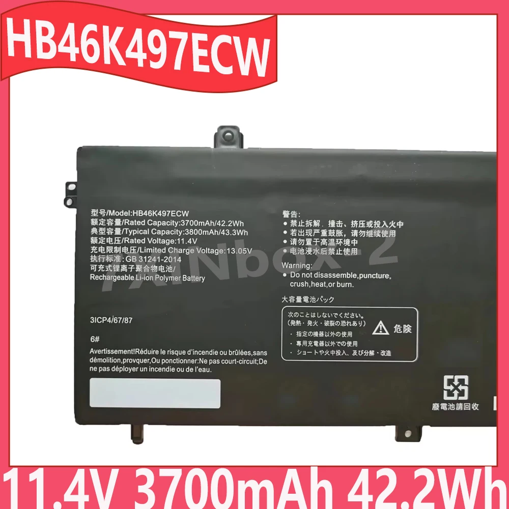 HB46K497ECW 11.4V 3700mAh 42.2Wh Lptops Battery For Huawei MateBook D 2018 PL-W19 MRC-W50 W60 series