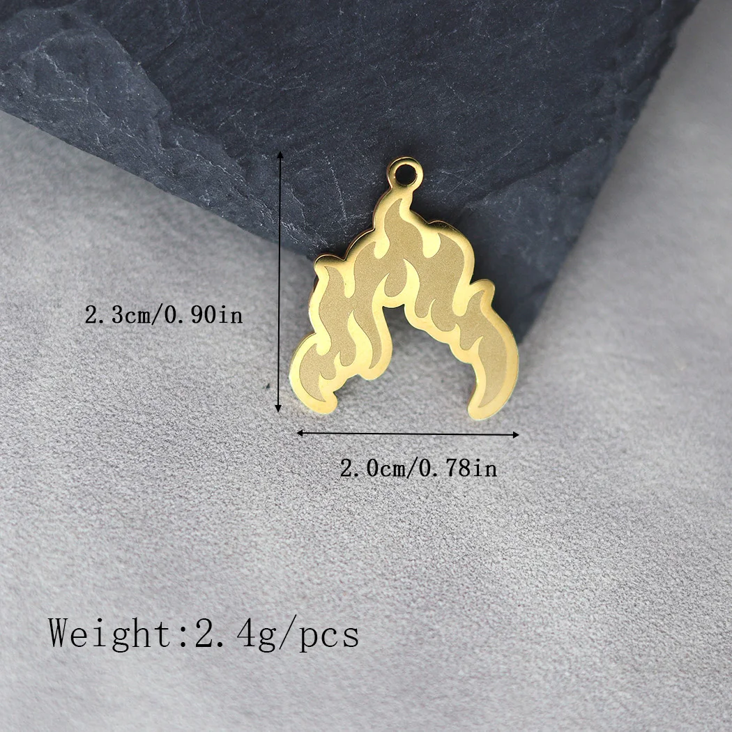 2pcs Fire Flame Burning Charms Stainless Steel Pendants Jewelry Earrings Necklaces Bracelets DIY Handmade Findings Accessories