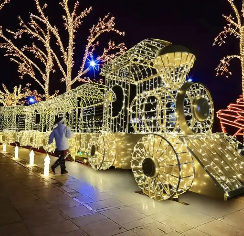 

Waterproof custom giant Christmas train modeling light show outdoor Christmas decoration lights