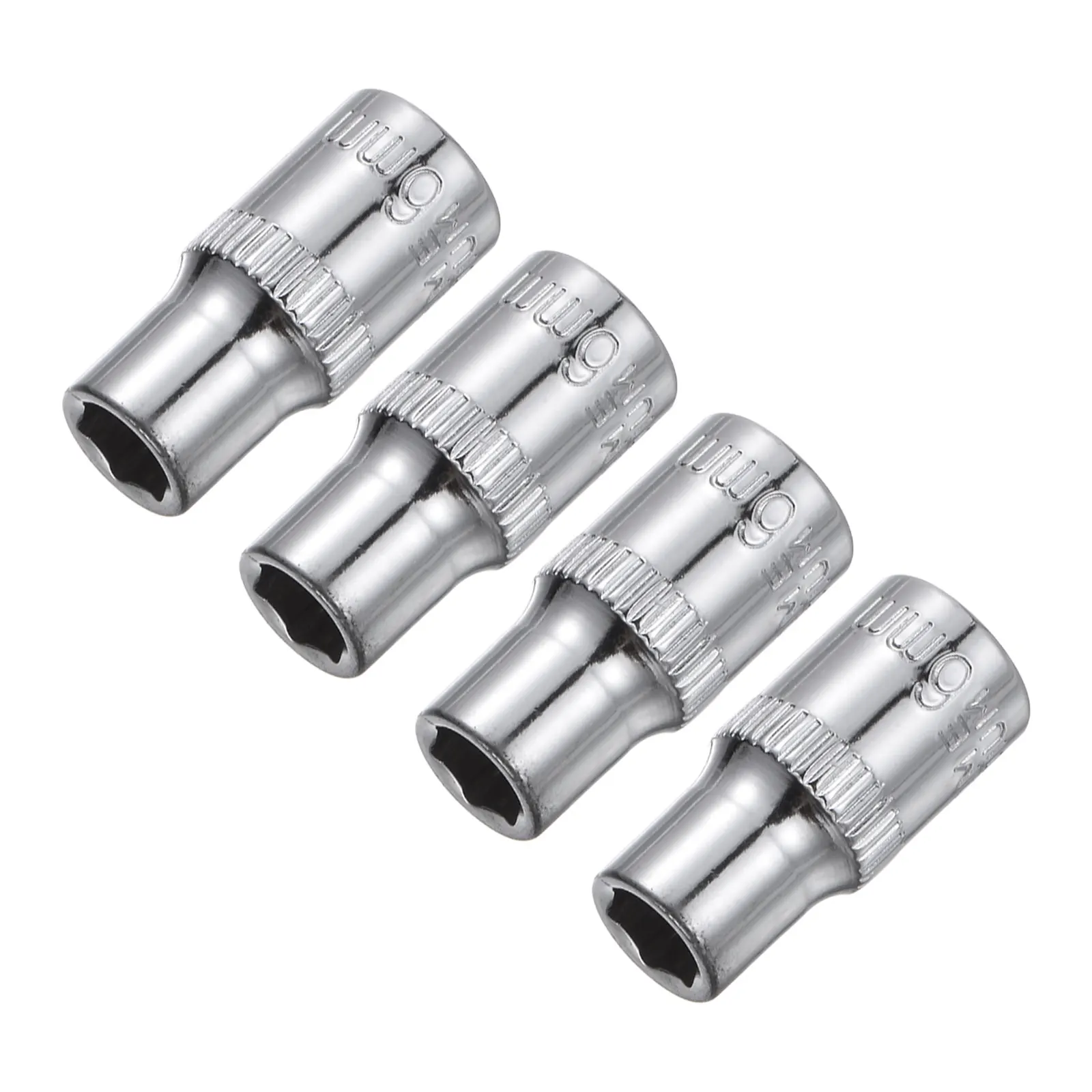 

4Pcs 1/4-inch Drive 6mm-13mm Steel Chrome Plated 6-Point Shallow Socket