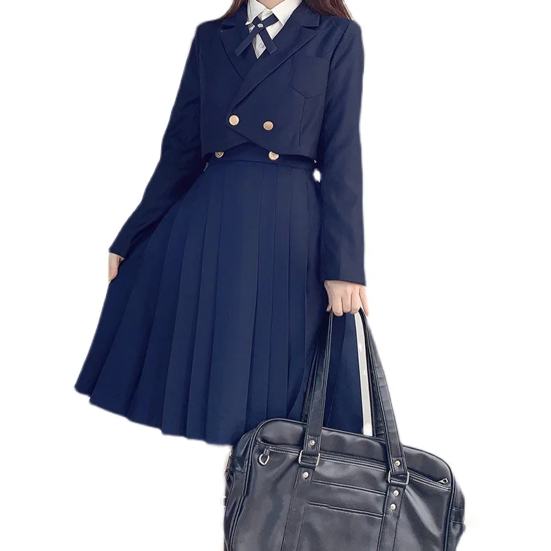 Vielseitiger und süßer Schuluniformrock JK Uniform Basic Frühling Echtes langes Kleid Plissee-Anzug im japanischen Stil im College-Stil