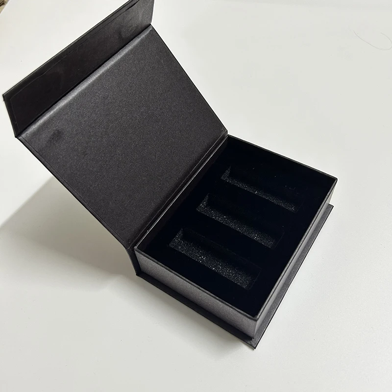 50Pcs Perfume Empty Box Packaging Custom Logo Luxury Black Box Packaging for Perfume/Cosmetics Custom Sponge for Bottle