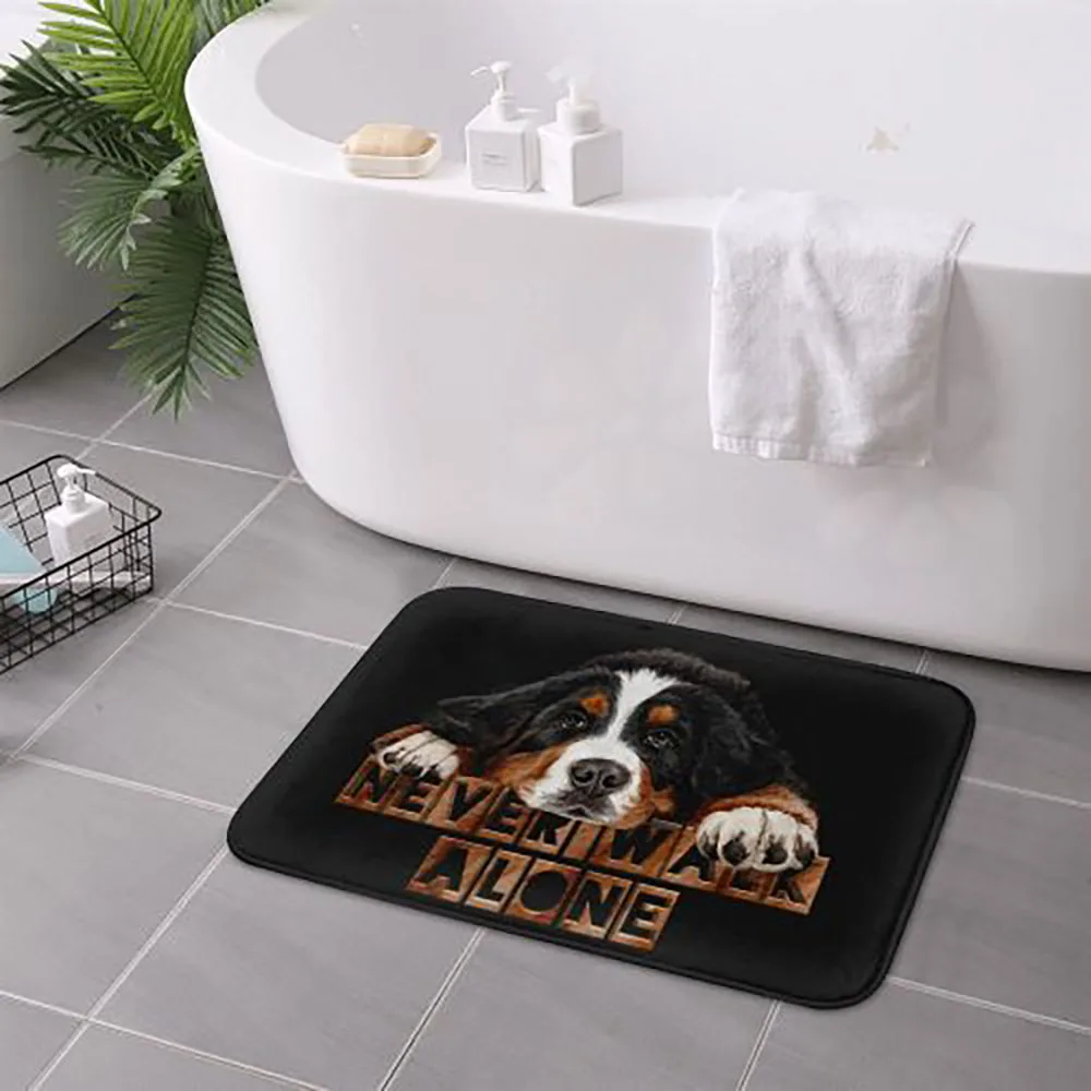 Flannel non slip floor mat Bernese Mountain Dog Doormat Floor Cushion Carpet Rug for Kitchen Entrance Home Bathroom Footpad Mats