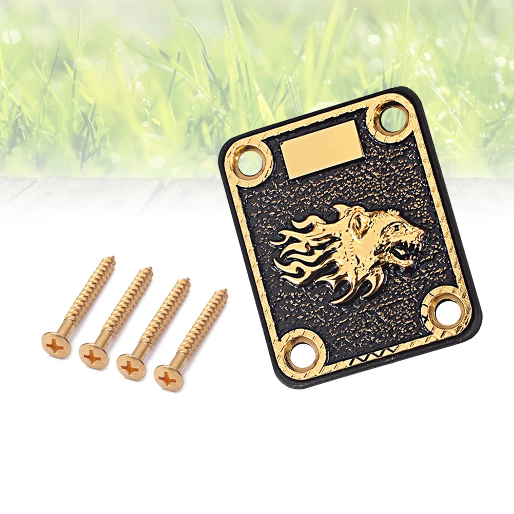 

GV121 Zinc Alloy Square Guitar Neck Reinforcing Plate Neck Base Plate with 4 Screws For TL SQ Style Style Electric Guitar Bass