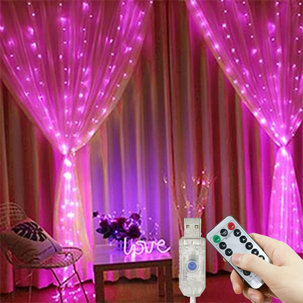 3/4/6M LED Curtain Lights String USB Powered Fairy Garland on The Window Light Christmas Wedding Party Festoon Home Decoration