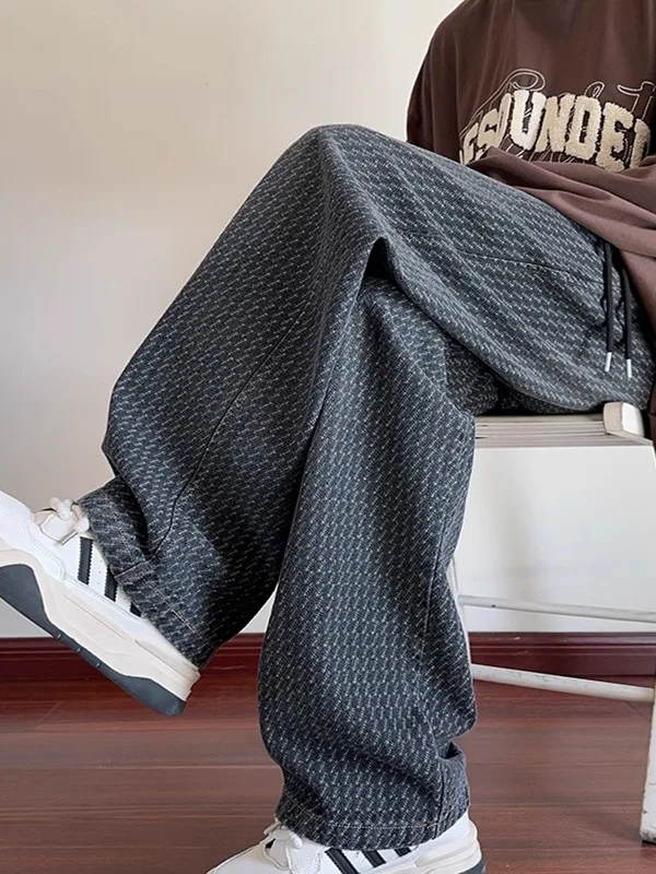 

American Retro Starry Night Denim Jeans Men's Spring Autumn New Small Design High Street Vibe Straight Leg Wide Leg Pants